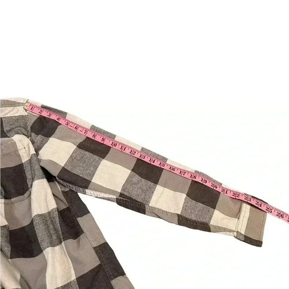 Eddie Bauer Cotton Flannel Long Sleeve Button Gray Checkered Shirt Men’s size L - Picture 8 of 8